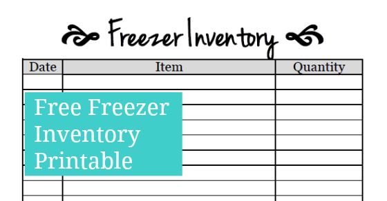 freezer inventory template