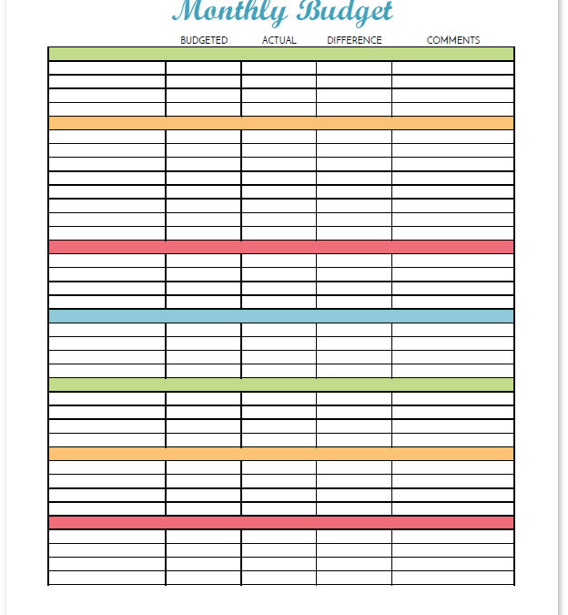 Blank Budget Worksheet