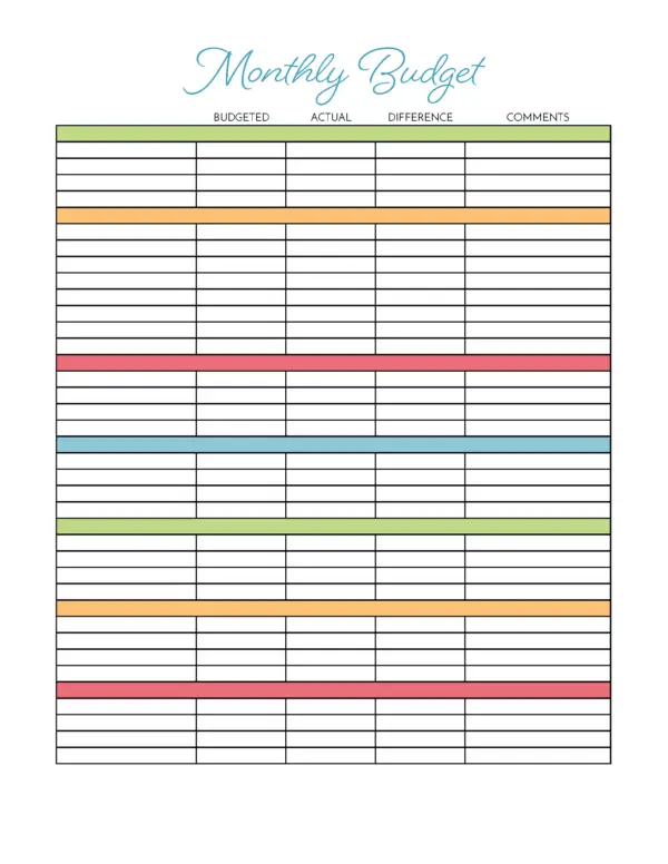 Monthly Budget 2 2019 blank