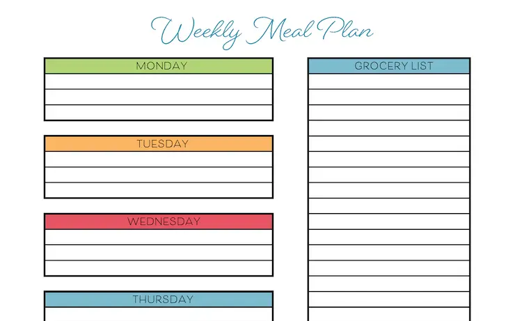 Free Weekly Meal Planning Printable With Grocery List